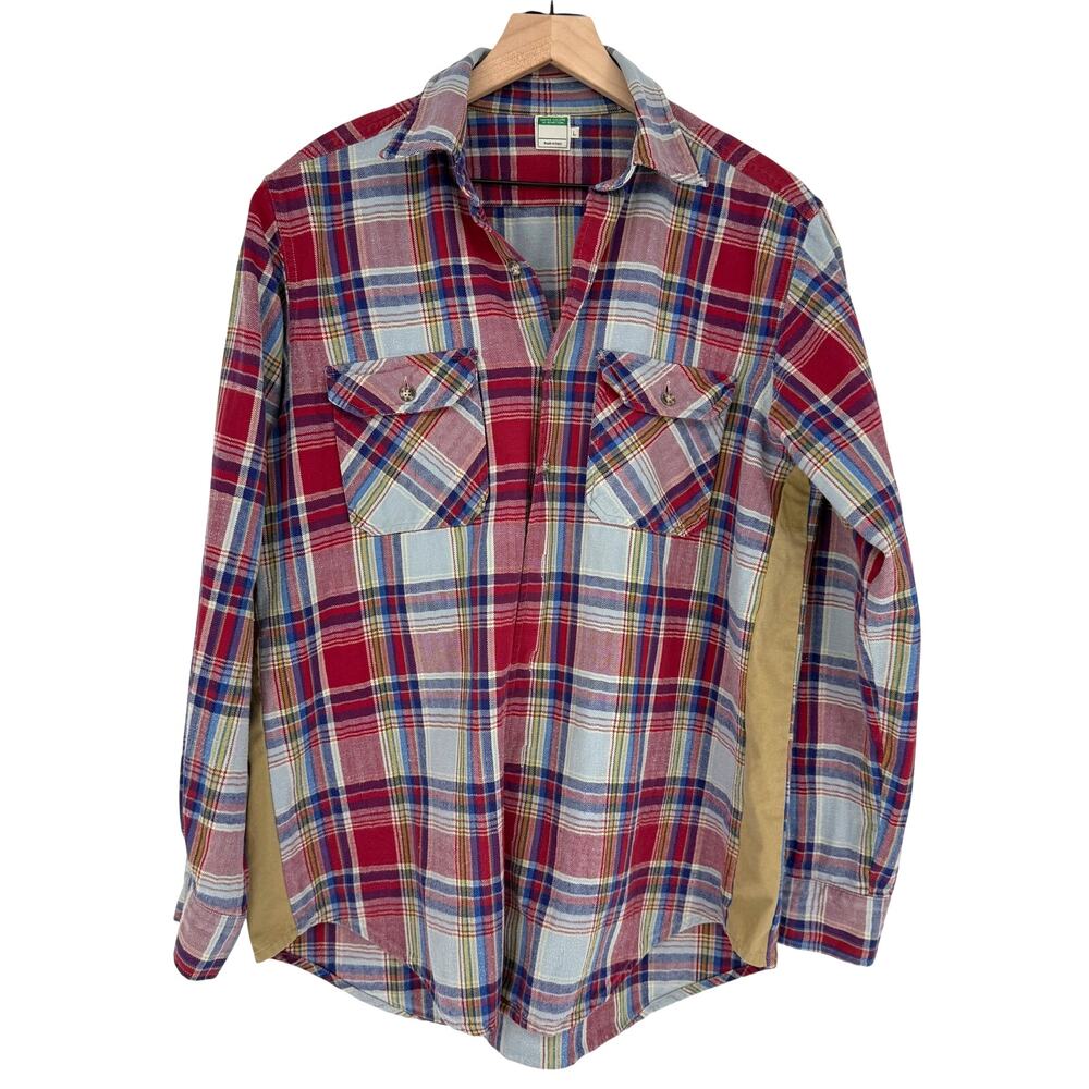 Vintage Euro Prep United Colors of Benetton Mens Plaid Shirt Made in Italy L